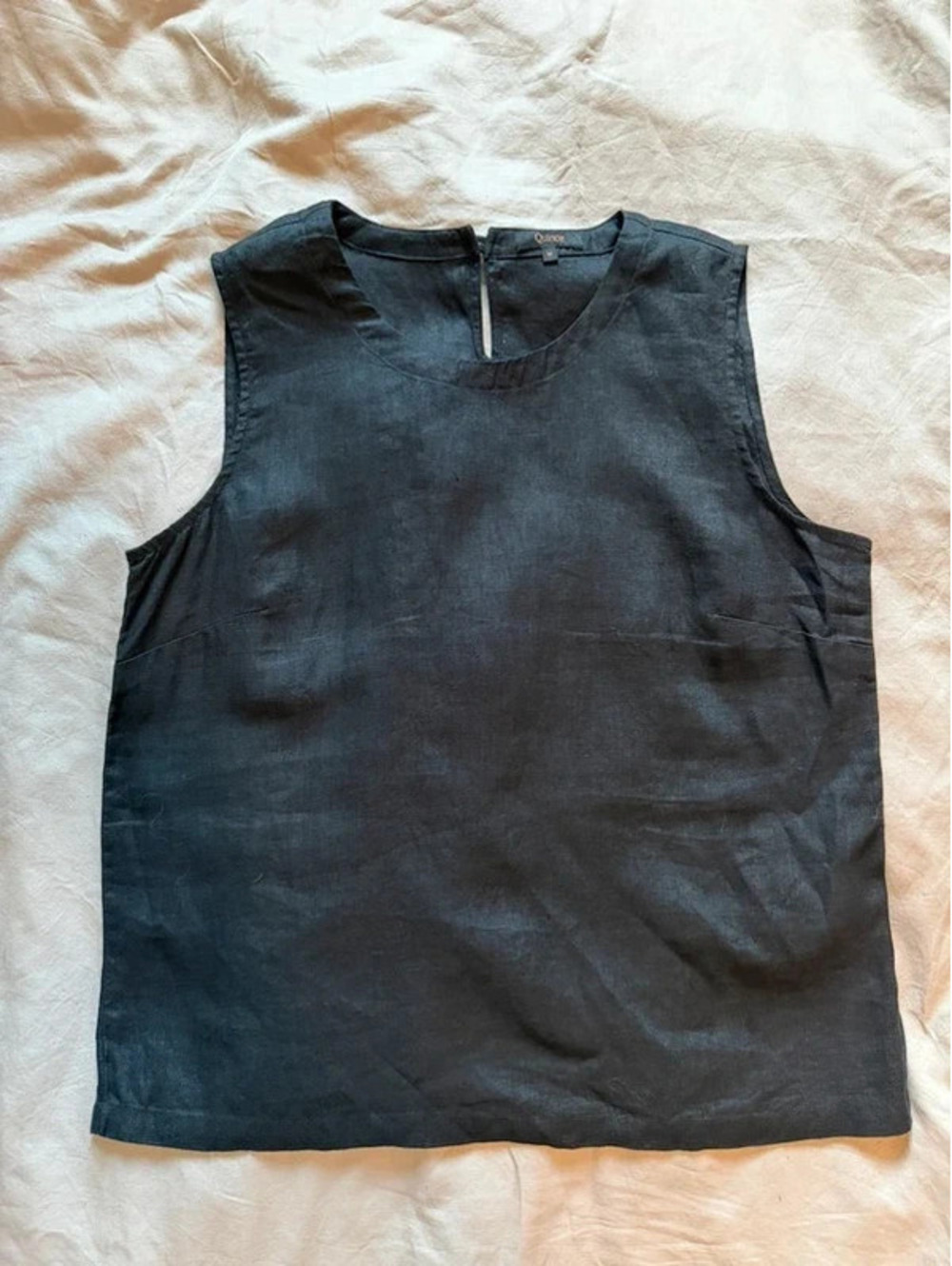 Quince 100% European Linen Tank Top Black M Quiet Luxury Coastal Minimalist